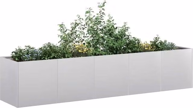 Jardinera de acero galvanizado Maison exclusive en color gris, An/P/Al: 200 x 40 x 40 cm