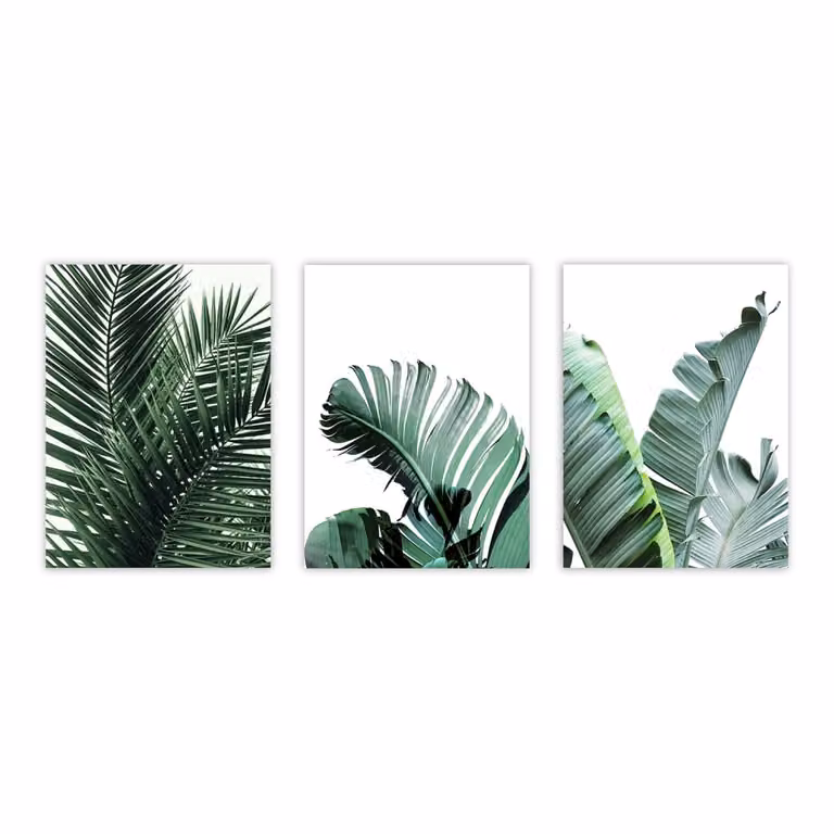 Set de 3 posters florales de estilo escandinavo de Poster Lab, multicolor y verde, An/Al: 30 x 40 cm