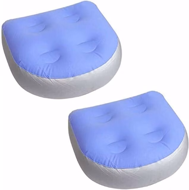 Juego de 2 cojines inflables Comfort de TEHTUY en color azul con 4 ventosas para spas y piscinas