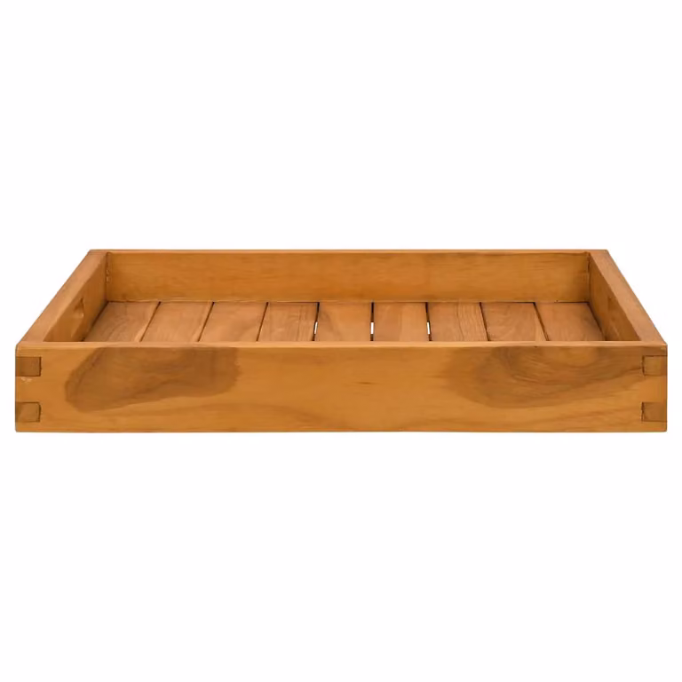Bandeja cuadrada de madera de Outsunny con asas en color marrón, An/P: 50 x 50 cm, Al: 7 cm