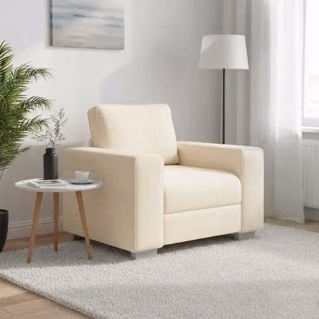 Sillón sofá de pana beige vidaxl, An/P/Al: 100 x 77 x 82 cm