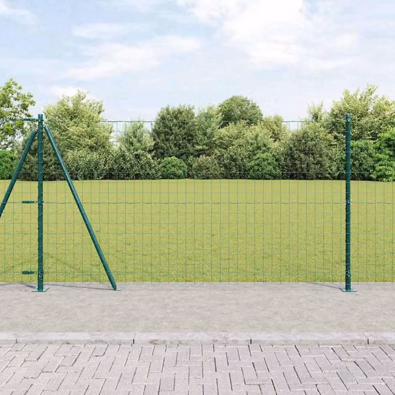 Valla Euro Syfax de malla de acero con recubrimiento de PVC verde y base de hormigón An/P/Al: 25 x 120 x 74 cm