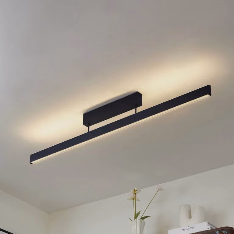 Lámpara de techo inteligente Lucande LED de aluminio negro, atenuable y compatible con Tuya para salón o comedor