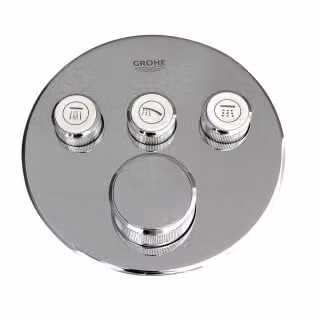 Termostato para ducha y baño Grohe Grohtherm SmartControl con instalación empotrada, tres válvulas y diseño redondo en color cromo