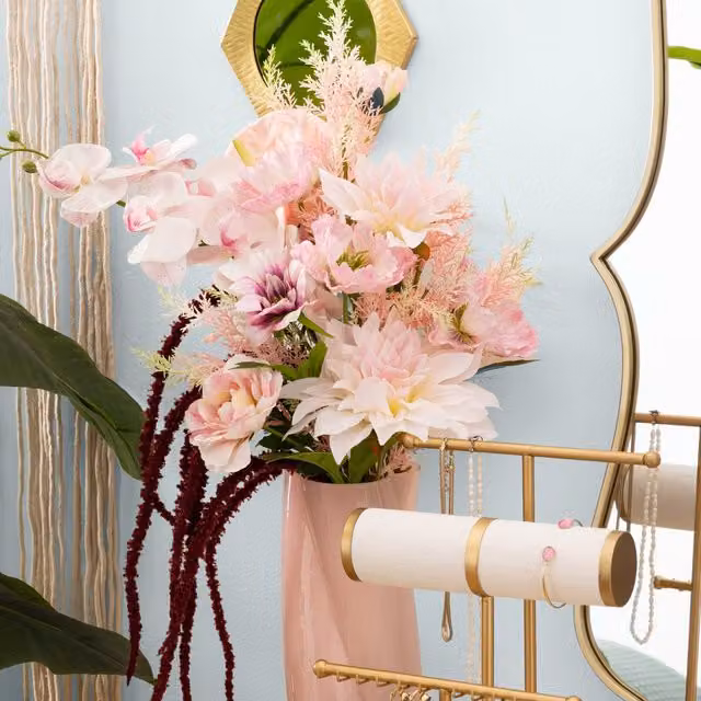 Ramo de flores artificiales silvestres Atmosphera en color rosa, Altura: 60 cm