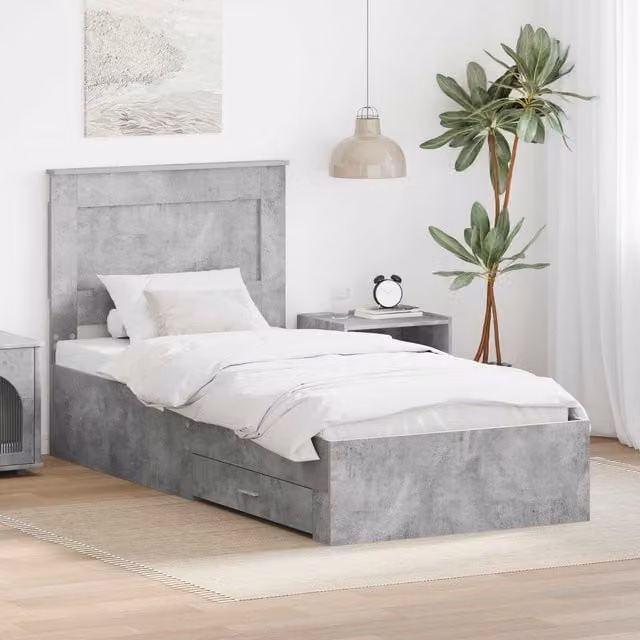 Estructura de cama con cajón Maison Exclusive en color gris concreto de 100 x 200 cm