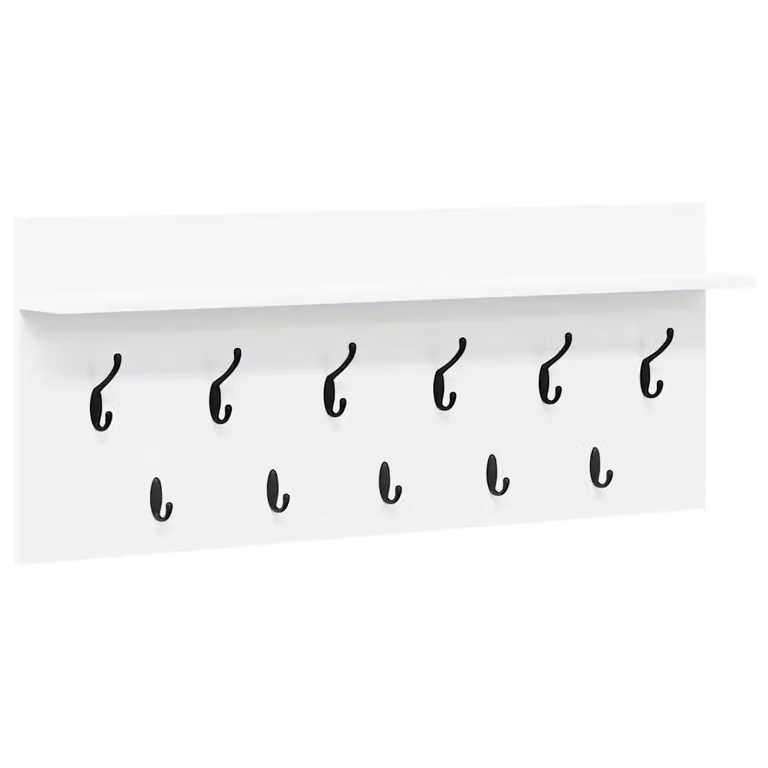 Perchero de pared minimalista vidaXL en color blanco con ganchos distribuidos An/P/Al: 100 x 40 x 12 cm