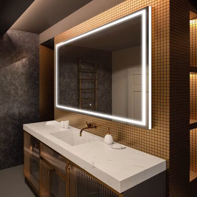 Espejo de baño moderno ARTFORMA con iluminación LED blanca fría, diseño rectangular para pared, An/Al: 50 x 170 cm