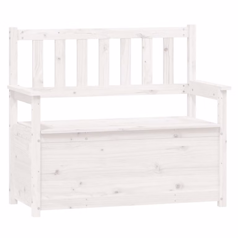 vidaXL Banco de madera de pino blanco con reposabrazos de estilo rústico An/P/Al: 112,5 x 51,5 x 96,5 cm