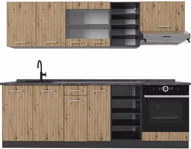Mueble de cocina Vicco R-Line en roble y antracita de 240 cm