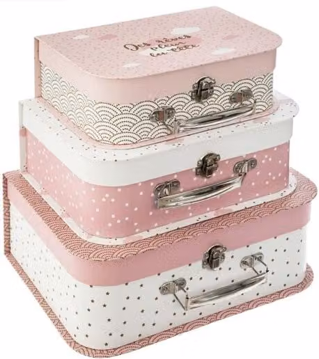 Set de 3 maletitas infantiles Wellhome en color rosa, An/P/Al: 29,5 x 22,1 x 10,6 cm