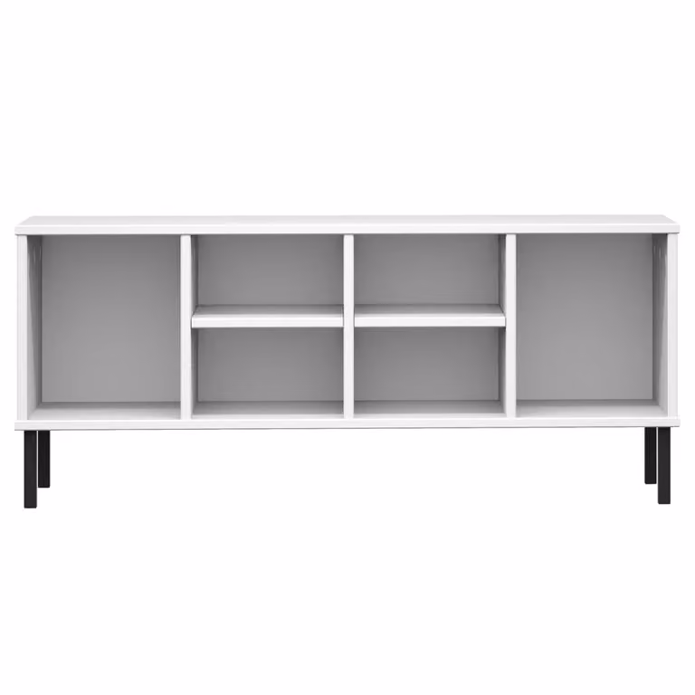 Zapatero de madera maciza de pino y metal vidaXL OSLO en color blanco, An/P/Al: 106 x 35 x 45 cm