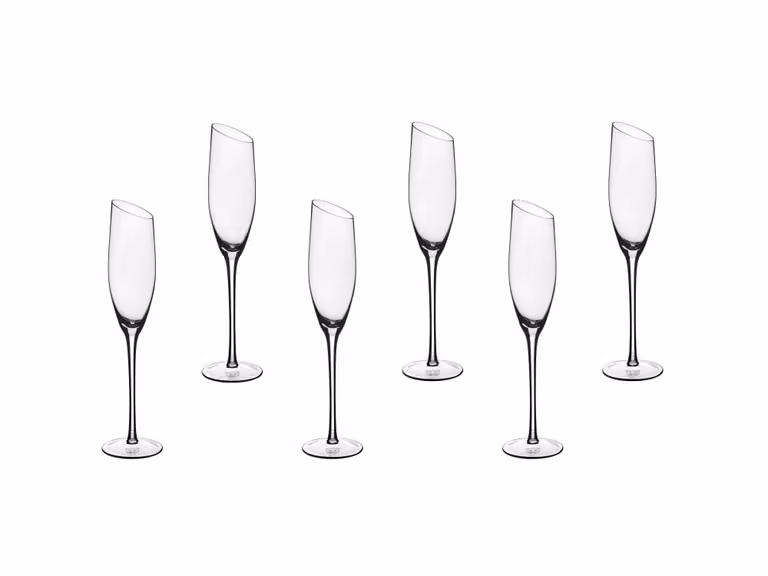 Set de 6 copas de champán Björn de cristal transparente sin plomo con diámetro de 5 cm