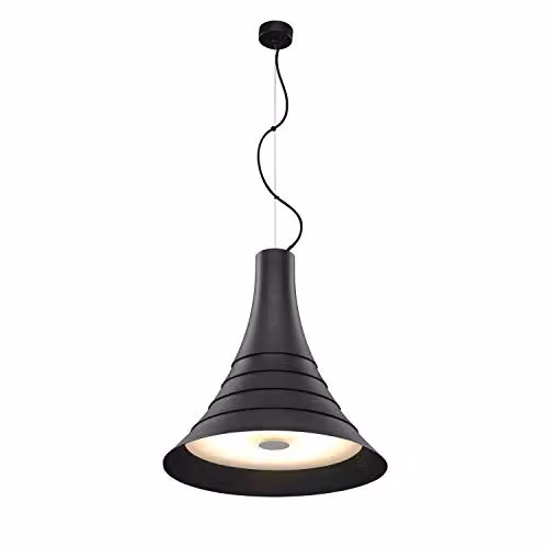 Luminaria de suspensión LED SLV BATO 45 PD en color negro con luz blanca cálida de 2700K y regulable