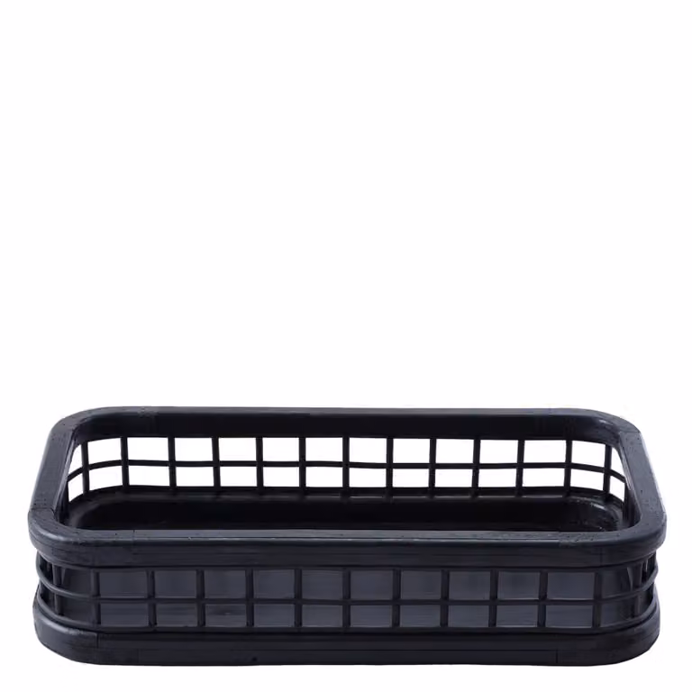 Bandeja decorativa rectangular Sia Deco de madera en color negro An/P: 30 x 30 cm, Al: 13 cm