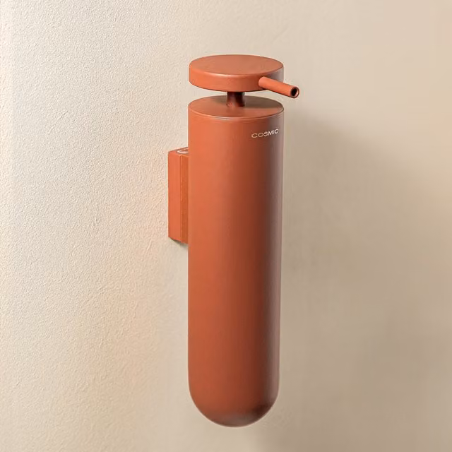 Dosificador de jabón de pared Geyser Cosmic de acero inoxidable, color naranja, capacidad 185 ml