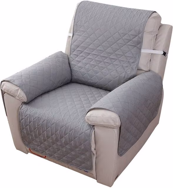 Funda impermeable de algodón para sofá de 1 plaza Elle, antideslizante, lavable y resistente a manchas, color gris, An: 55 cm, Al: 200 cm