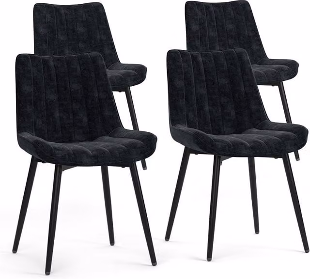 Juego de 4 sillas de comedor Vicco Ravlo en terciopelo negro de estilo moderno