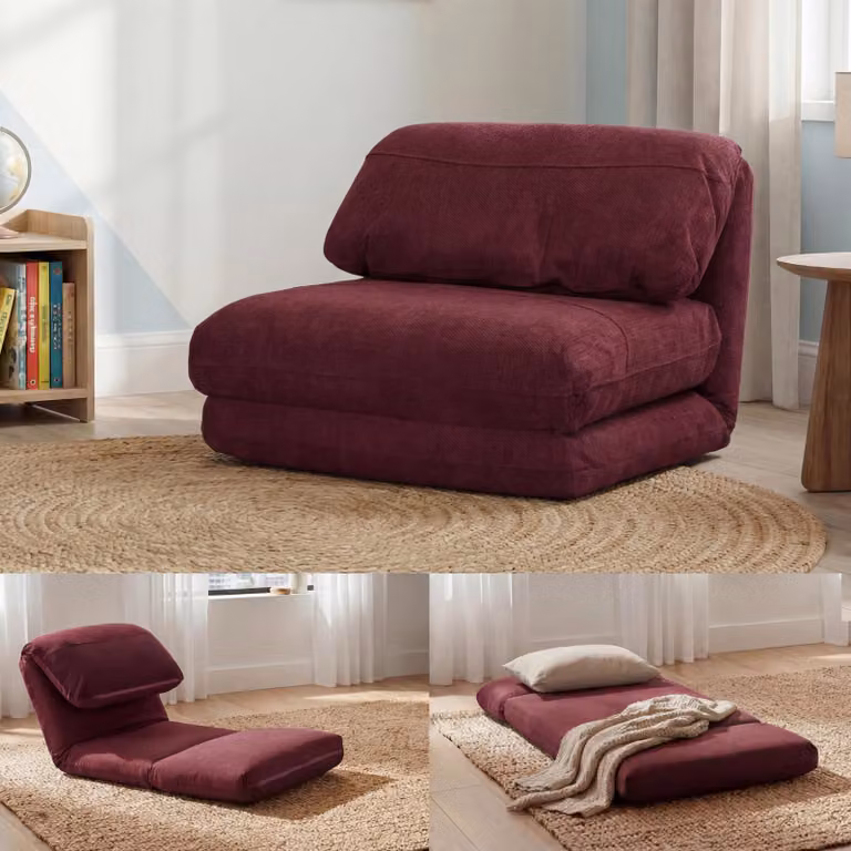 Sillón cama reclinable Mendler HWC-E68 tapizado en tela color rojo