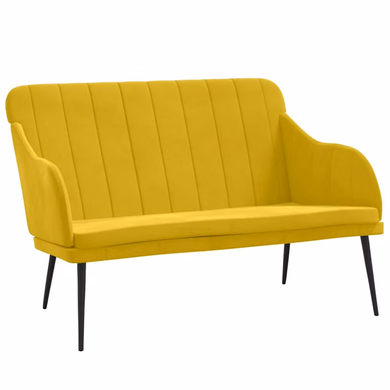 vidaXL Banco de terciopelo amarillo con reposabrazos y estructura metálica An/P/Al: 110 x 76 x 80 cm