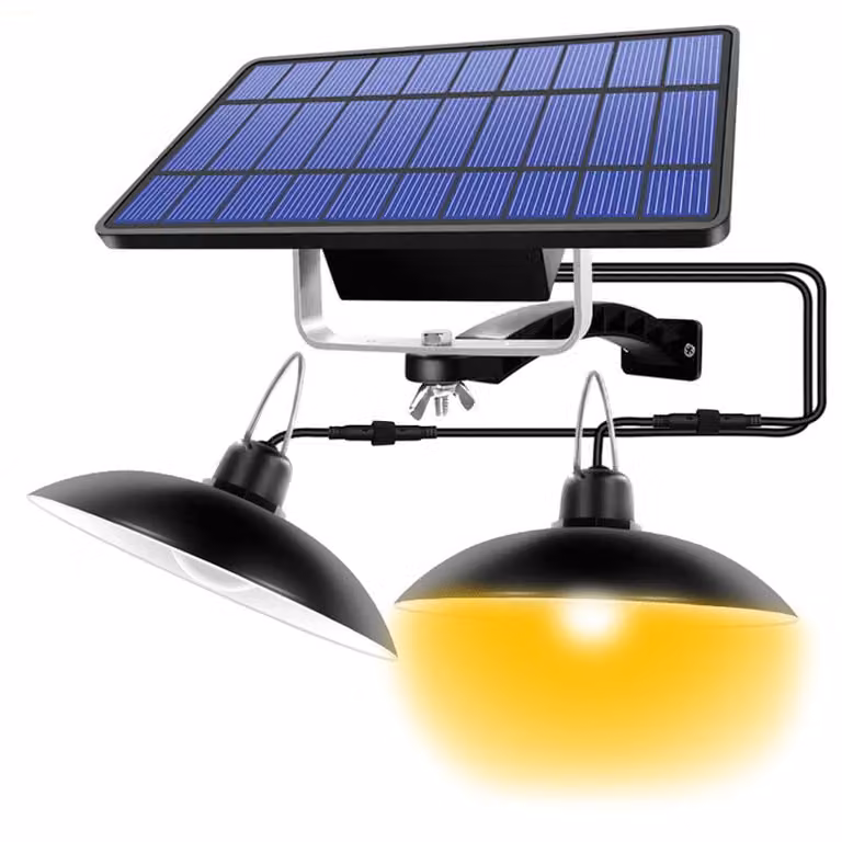 Lámpara solar LED Aiorber con efecto retro y luz blanca cálida en color negro para jardín e interiores