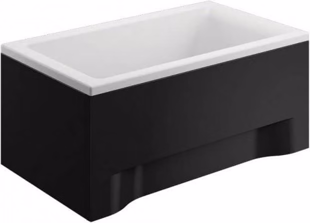 Bañera Capri Mini de Azura Home Design en color negro con faldón y panel lateral reversible, rectangular y de acrílico, An/P/Al: 100 x 70 x 55,5 cm