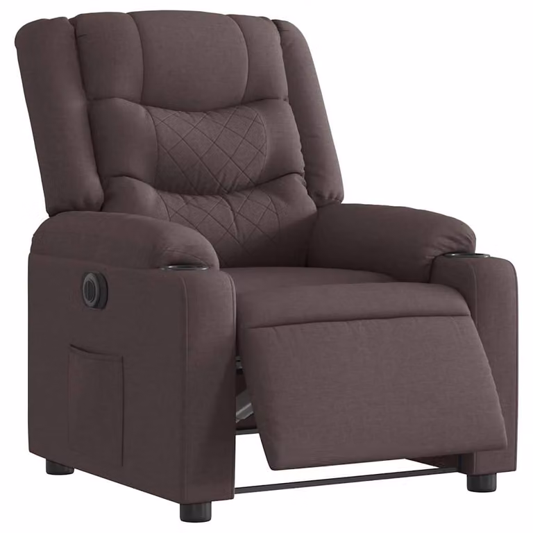 Sillón reclinable eléctrico vidaXL en tela marrón oscuro para salón