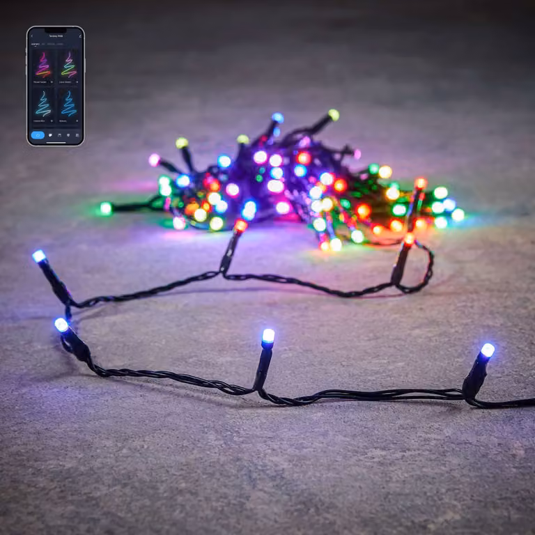 Luces LED RGB para árbol de Navidad Luca Lighting, color marrón, con regulador de intensidad, temporizador y compatibilidad con Alexa, Google Assistant y Apple HomeKit, An/P/Al: 500 x 50 x 3 cm