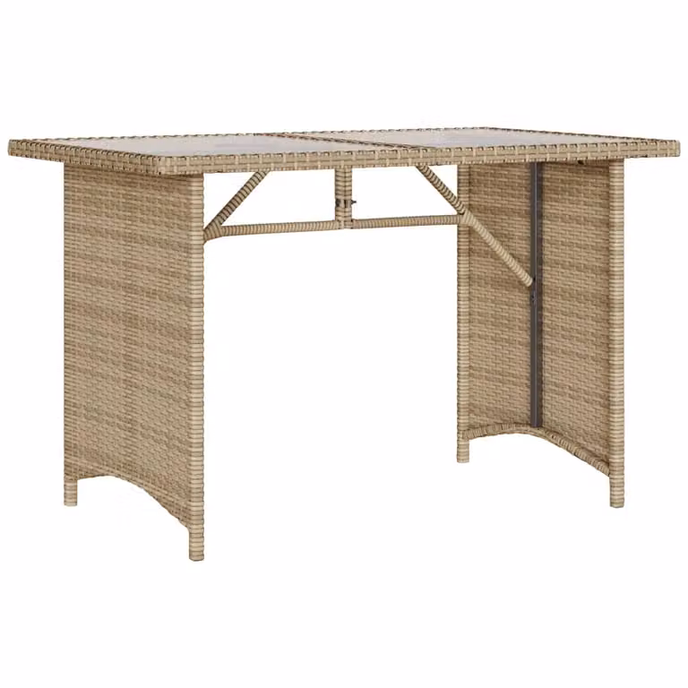 Mesa de jardín Syfax de ratán PE y superficie de vidrio beige An/P/Al: 110 x 68 x 70 cm