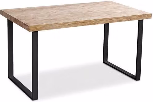 Mesa de comedor Duehome de roble salvaje y patas metálicas negras An/P/Al: 140 x 80 x 76,5 cm