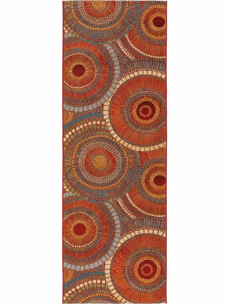 Alfombra Benuta de diseño abstracto y moderno para interior y exterior, multicolor y naranja, An/P: 80 x 250 cm