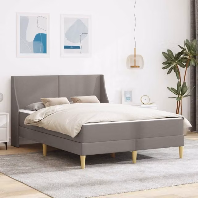 Estructura de cama con colchón de 2 unidades Maison Exclusive en color gris con funda extraíble y base de láminas de madera