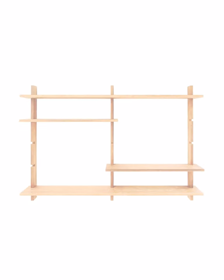 Estantería modular de pared Hannun Aloma en madera de abeto color beige y marrón con estantes ajustables