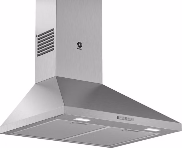 Campana decorativa de pared Balay 3BC665MX en acero inoxidable color plata con extracción y recirculación, 60 cm