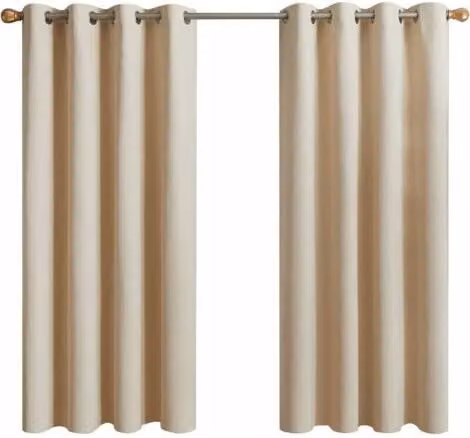 Cortina Opaca Térmica MIMIY de 2 Paneles con Ojales, Aislante de Frío y Ruido, Color Beige, An: 132 cm, Al: 155 cm