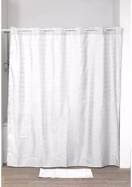 Cortina de ducha Tendance de poliéster con ojales integrada, color blanco, An/P: 180 x 200 cm