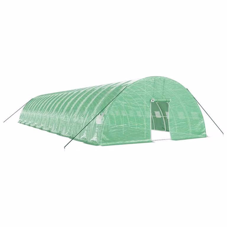 Invernadero vidaXL con estructura de acero galvanizado y cubierta de plástico verde de 108 m², An/P/Al: 18 x 6 x 2,85 m