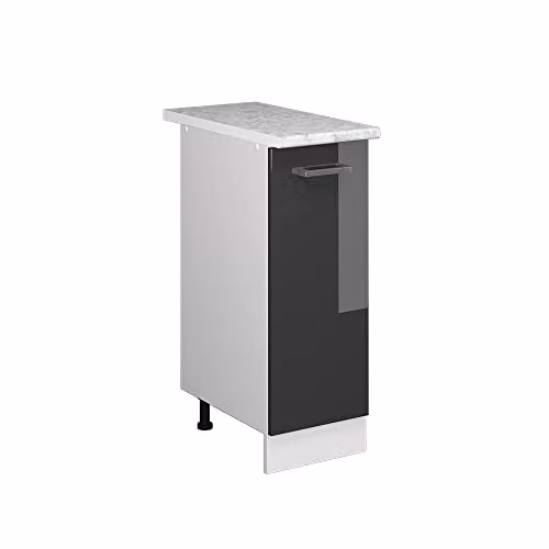 Mueble bajo universal Vicco R-Line en color antracita alto brillo con puertas batientes, An/P/Al: 81,6 x 30 x 60 cm