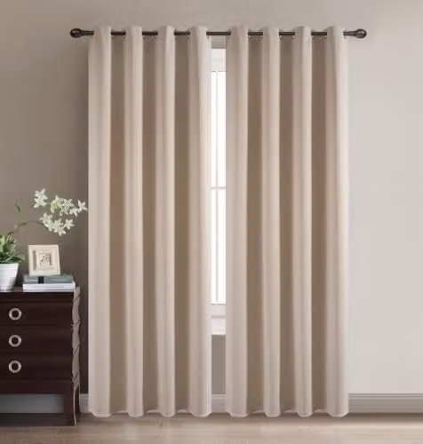 Cortinas Opacas COSHANO de 2 Piezas, Térmicas y Aislantes, Color Beige, An/Al: 140 x 260 cm
