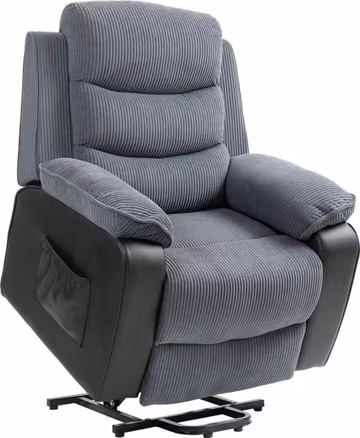 Sillón Reclinable Eléctrico con Función de Elevación HOMCOM en Gris Oscuro con Mando a Distancia, Puerto USB y Bolsillos Laterales