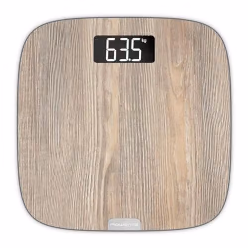 Báscula de baño electrónica Rowenta Origin BS1600 color marrón con pantalla digital y encendido automático, capacidad hasta 160 kg