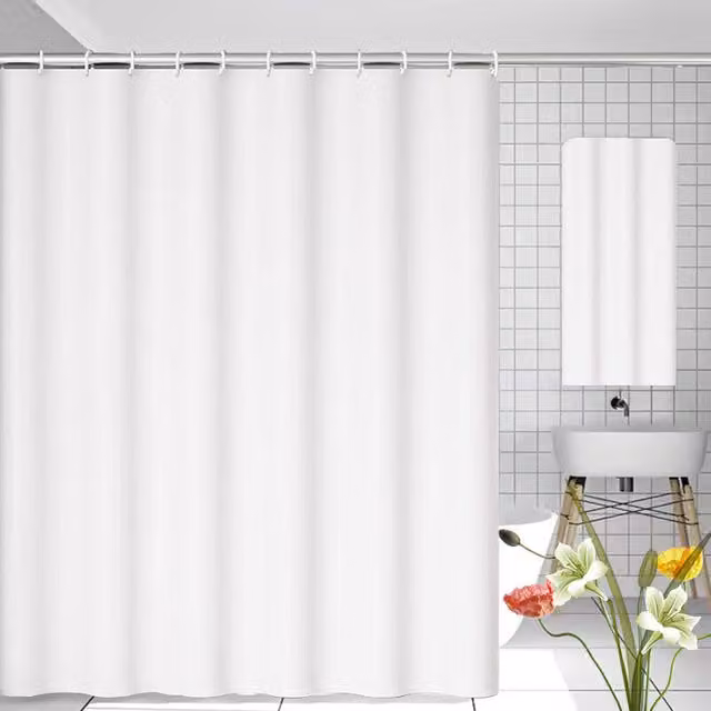Cortina de ducha LIIYIELA de PEVA impermeable y antimoho en color blanco, An/Al: 180 x 200 cm