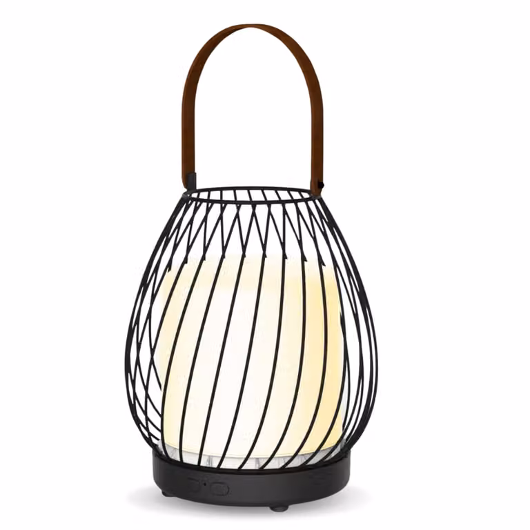 Zen'Aroma Difusor Ultrasónico Inalámbrico Milano Negro con Batería Recargable y 3 Modos de Iluminación LED Blanco