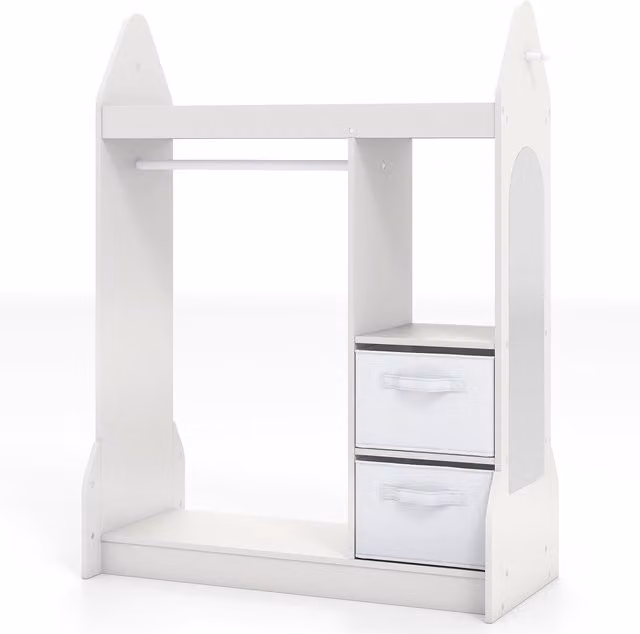Armario de disfraces para niños NORTHIX con espejo y estantes, blanco, Altura: 107 cm