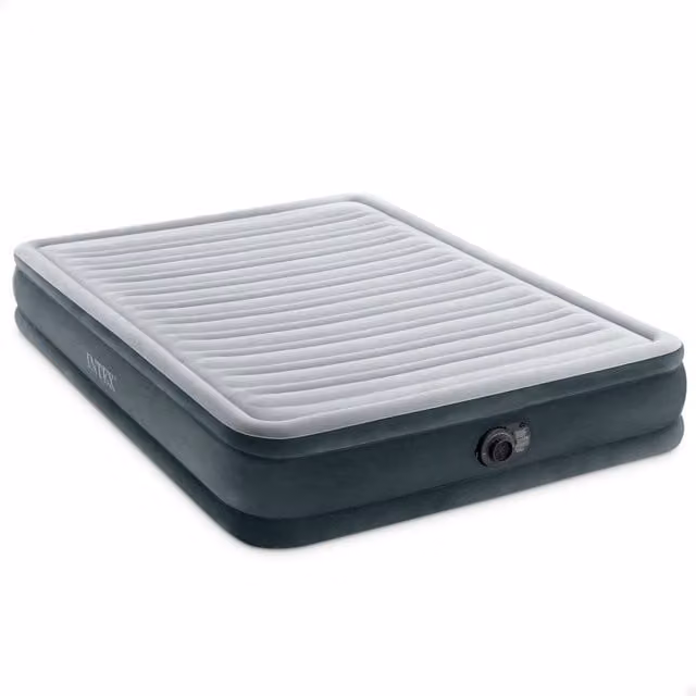 Cama de aire Intex Deluxe Comfort-Plush de color gris con acabado de microfibra y terciopelo, An/P/Al: 152 x 203 x 43 cm