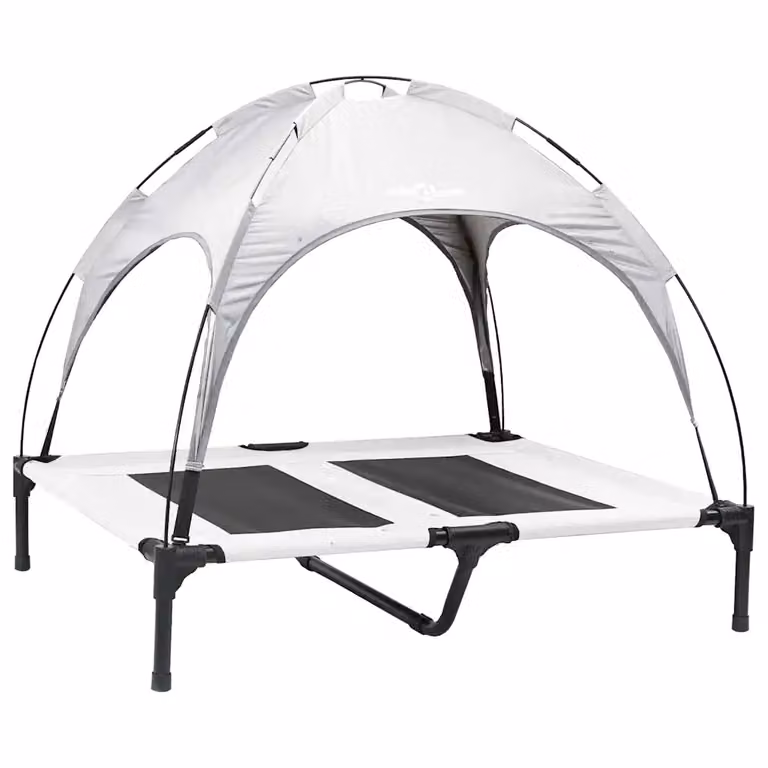 Cama para perro vidaXL de metal con diseño rectangular en color gris plateado, An/P/Al: 92 x 77 x 82,5 cm