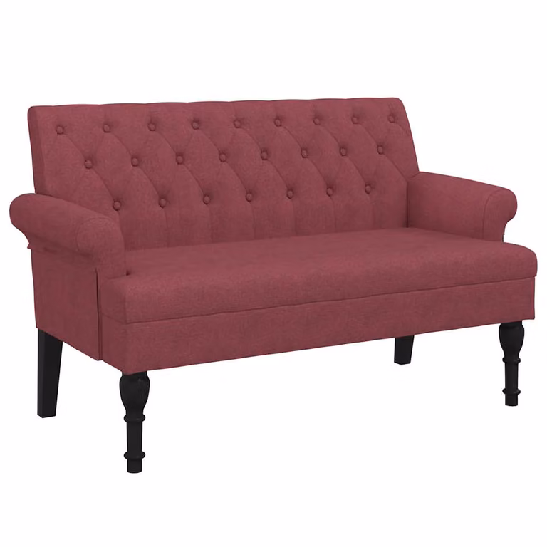 vidaXL Banco con respaldo tapizado en tela rojo para salón u oficina An/P/Al: 120 x 62 x 75,5 cm