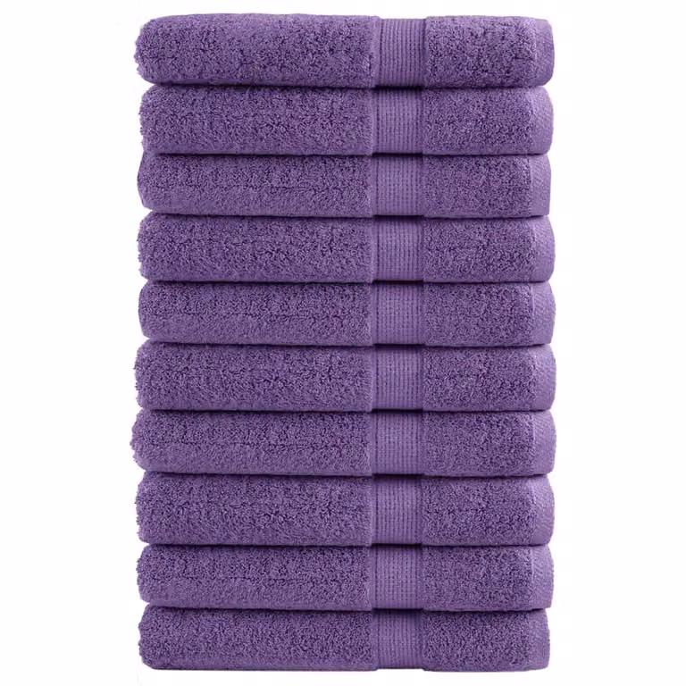 Pack de 10 toallas de sauna SOLUND vidaXL de algodón morado, 80 x 200 cm, 600 gsm