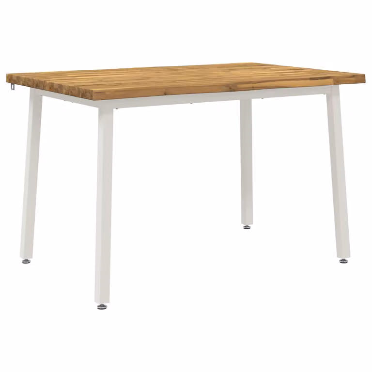 Mesa de comedor moderna vidaXL de madera de acacia con borde natural en marrón y blanco, An/P/Al: 140 x 70 x 75 cm