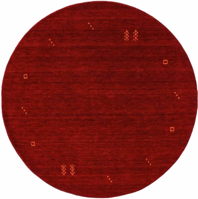 Alfombra de lana Benuta Gabbeh roja de diseño moderno y forma redonda, Diámetro: 200 cm